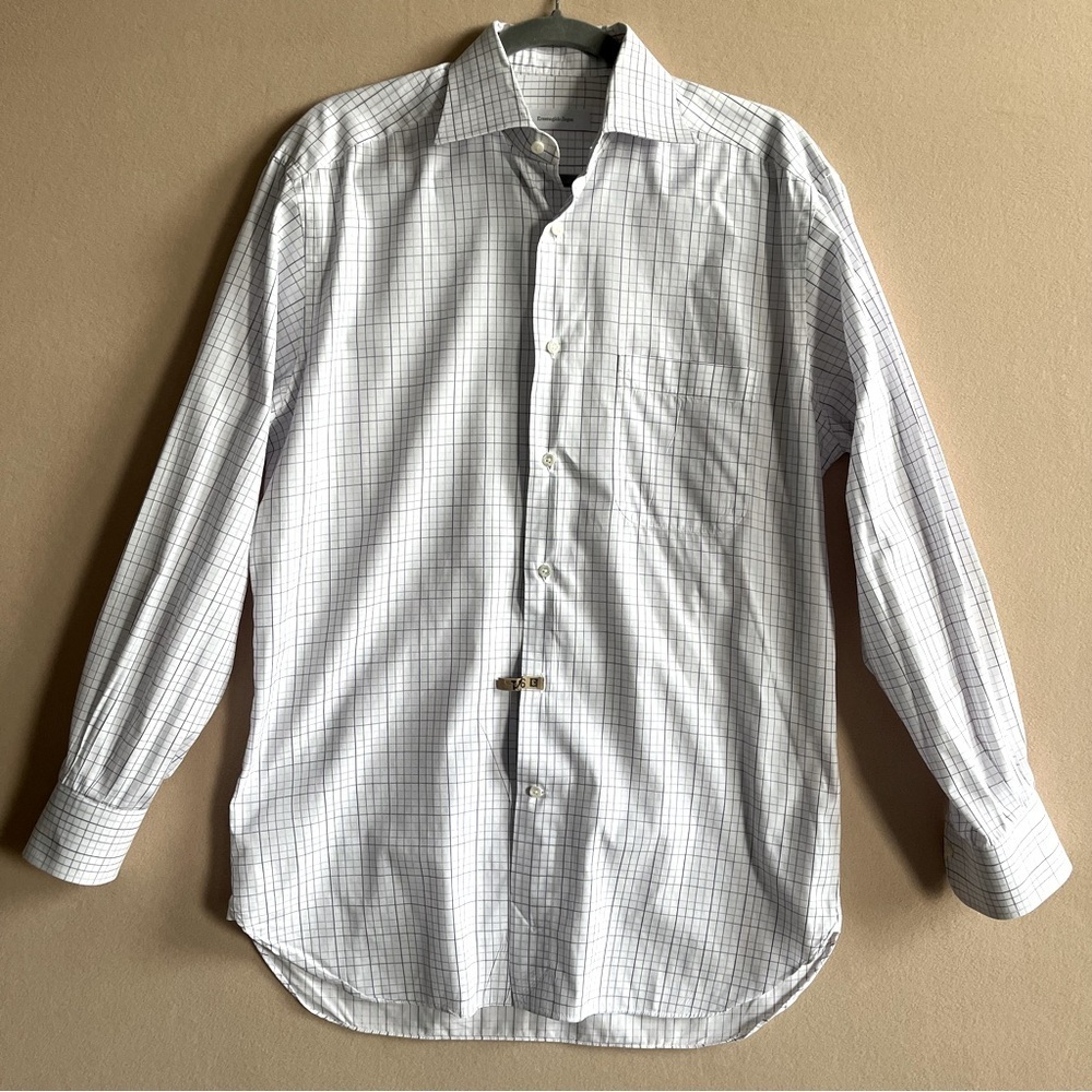 Ermenegildo Zegna Portifino Long Check Pattern Sleeve Shirt Size L‎